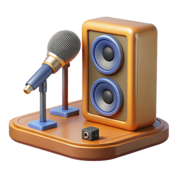 impressive creative Speaker on Stage with Microphone Isolated on Transparent Background original png