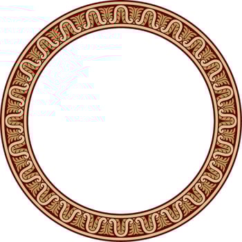 gold and red round classic renaissance ornament. Circle, ring european border, revival style frame. vector