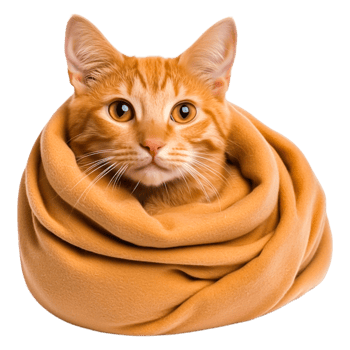 Orange Cat Wrapped in Soft Cozy Blanket, Relaxed and Comfortable Look png