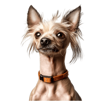 Adorable Hairless Dog With Cute Expressind Bright Collar in Studio Setting png