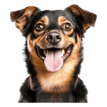 Happy Dog with Bright Eyes and Playful Smile in Front of png