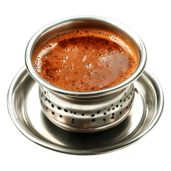Freshly Brewed Coffee in Traditional South Indian Metal Filter Cup png