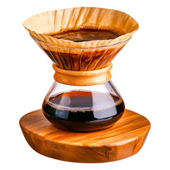 Freshly Brewed Coffee in Classic Chemex Glass Coffee Maker png