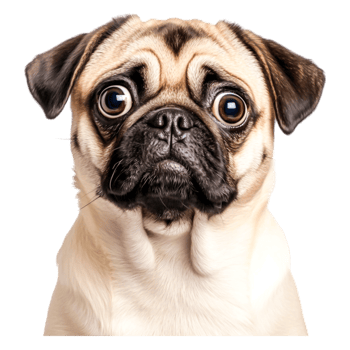 Cute Pug Dog with Big Eyes and Expressive Face closeup Portrait png