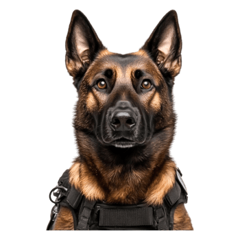 Majestic German Shepherd Face Portrait with Alert Expression png