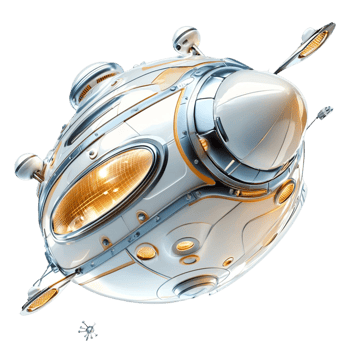Futuristic silver gold spaceship a sleek aerodynamic design png