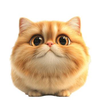 Adorable fluffy orange cat big round eyes a curious expression png