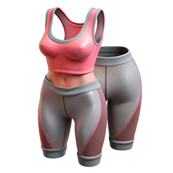 extraordinary artistic Sports Bra and Leggings Set Pink and Grey Isolated Element high resolution png