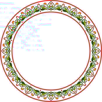 round colored ancient Russian ornament. Slavic border, frame. Circle, ring. Painting of royal chambers. vector