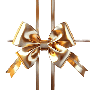 Golden ribbon tied into a shiny bow png