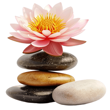 Zeninspired stack of stones a blooming lotus flower png