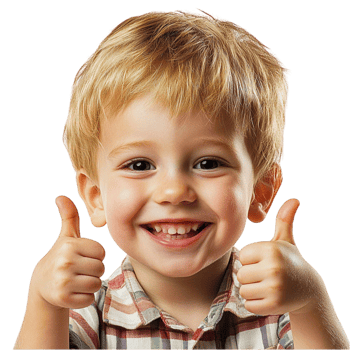 Happy young boy smiling giving two thumbs up png