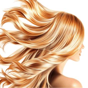 Flowing golden blonde hair a silky texture png