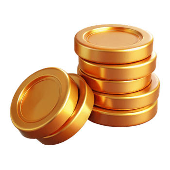 serene traditional Stack of Coins Gold Gradient Transparent Background Cutout high resolution png