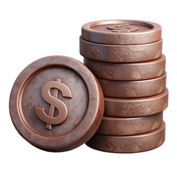 elegant classic Stack of Coins Side View Isolated Element exclusive png