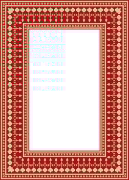 gold with red square Turkish national ornament. Ottoman border, frame. Ethnic floral rectangle, Seljuk Turks pattern. Decoration of Sultan's palaces vector