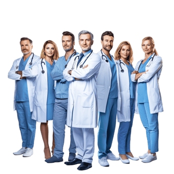 Group of professional doctors nurses sting confidently png