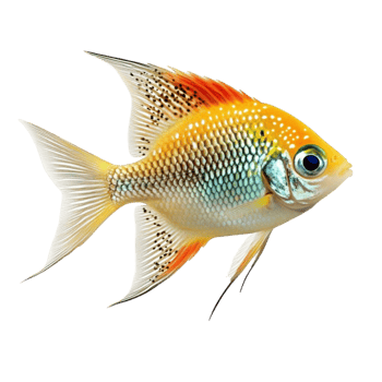 Vibrant Tropical Angelfish with Yellow and Blue Colors png