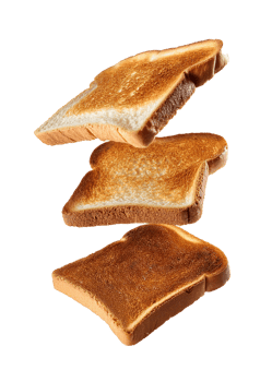 Floating Toast Slices Showcasing Different Levels of Browning png