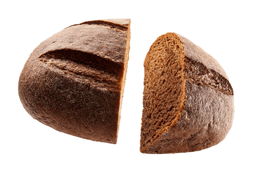 Traditional Dark Rye Bread Loaf with a Rustic Crust png