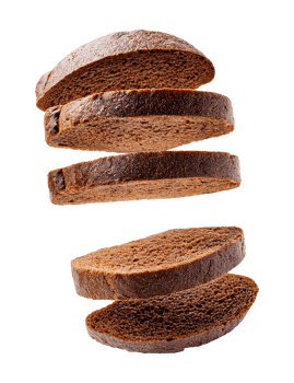 Floating Slices of Dark Rye Bread with Slightly Rough Texture png