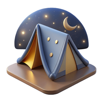 serene creative Starry Night Sky Over Campground Transparent Background high quality png