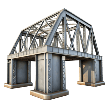beautiful classic Steel Bridge Architecture Side View Isolated high quality png