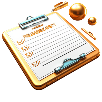 Wooden clipboard a checklist golden balls scattered around png