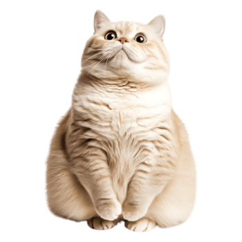 Plump Cat Sitting Upright with Big Eyes and Soft Fur in a Clean Background png