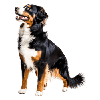 Playful Bernese Mountain Dog Standing Against a png