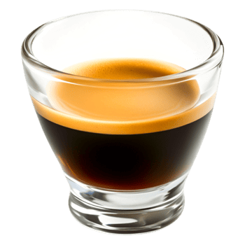 Freshly Brewed Espresso in a Clear Glass Shot Glass png