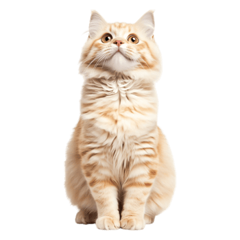 Curious Orange Cat Sitting Upright with Fluffy Fur and Alert Expression png