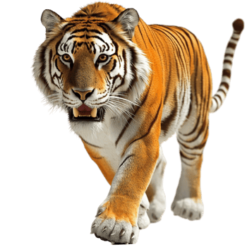 Majestic tiger walking forward strength confidence png