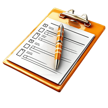 Neat checklist on a clipboard a golden pen png