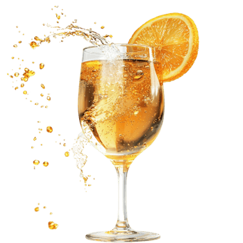 Sparkling glass of orange beverage ice a slice png