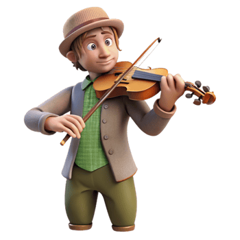 extraordinary creative Street Musician Violin Playing Isolated professional png