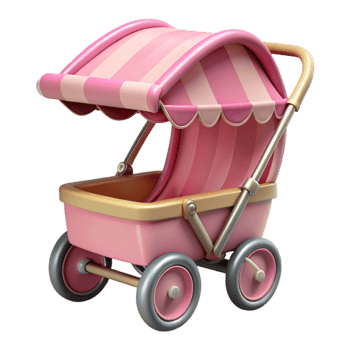 magnificent contemporary Stroller with Pink Canopy Isolated high quality png