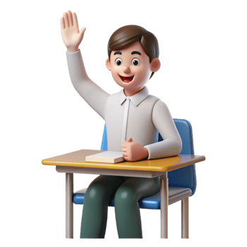 vibrant creative Student Raising Hand in Class Isolated professional png