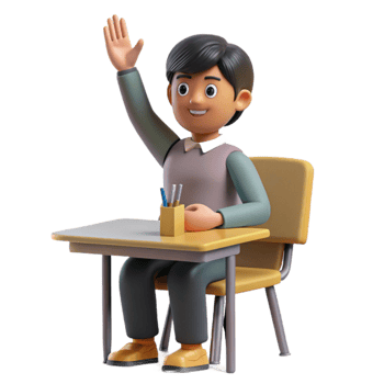 magnificent contemporary Student Raising Hand in Class Isolated detailed png