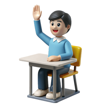 extraordinary rustic Student Raising Hand in Class Isolated professional png