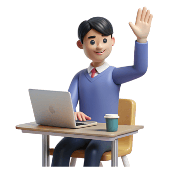 extraordinary creative Student Raising Hand in Class Isolated high resolution png