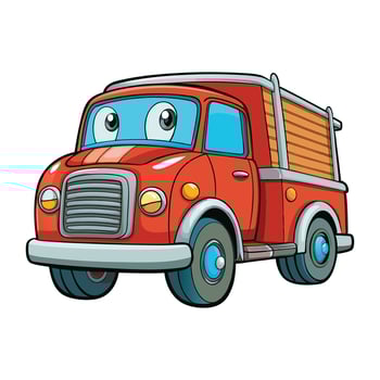 Cute Cartoon Fire Truck with a Smiling Face and Adorable Expression vector