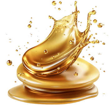 Glossy golden honey splashing in a motion png