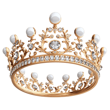 golden crown adorned pearls diamonds png