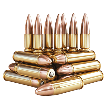 Stack of golden silver bullets arranged in a pyramid shape png