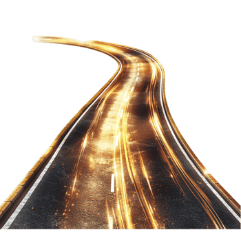 Illuminated highway stretching into the distance at night png