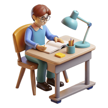 beautiful traditional Student Studying at Desk with Lamp Transparent Background exclusive png