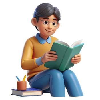 extraordinary contemporary Student Studying with Flashcards Transparent Background detailed png