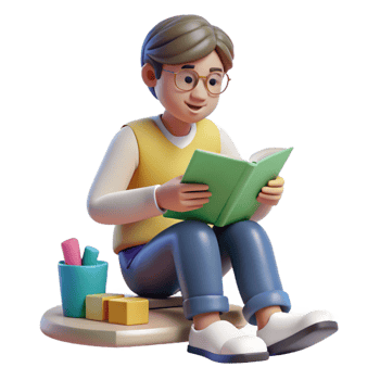 extraordinary vintage Student Studying with Flashcards Transparent Background high quality png