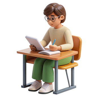 magnificent modern Student Taking Notes in Notebook Transparent Background exclusive png